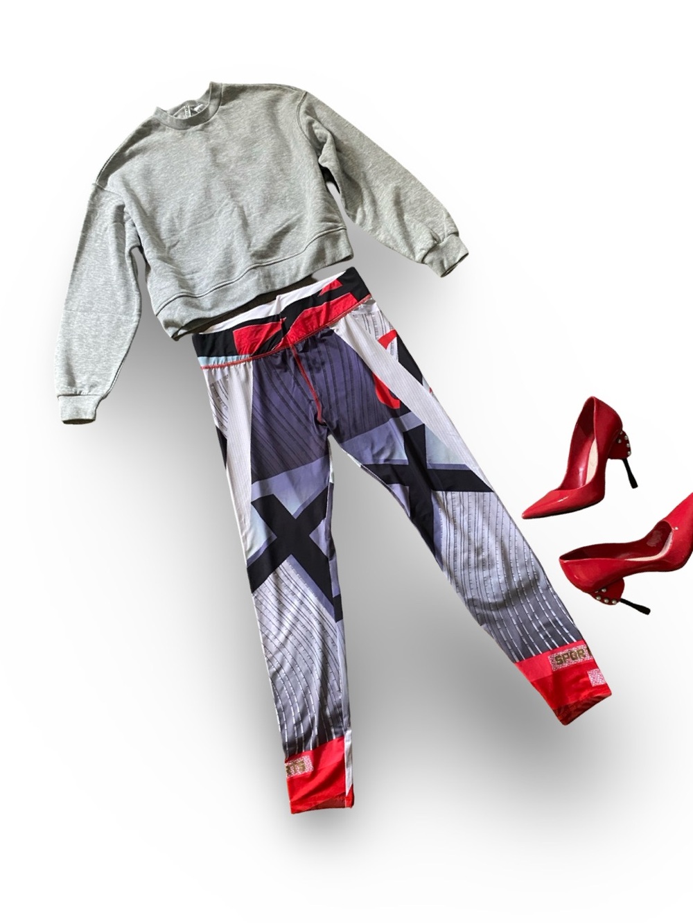 Athleisure Leggings- in Gray, Black & Red